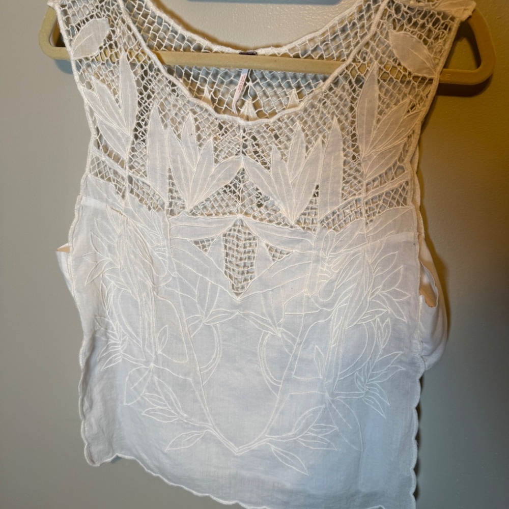 Free People Lace Embroidery Tank with Open sides sz S - Picture 6 of 7